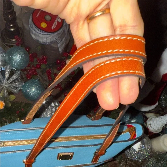 Dooney & Bourke Blue & Tan Leather Tote Bag LIKE NEW - Picture 3 of 15